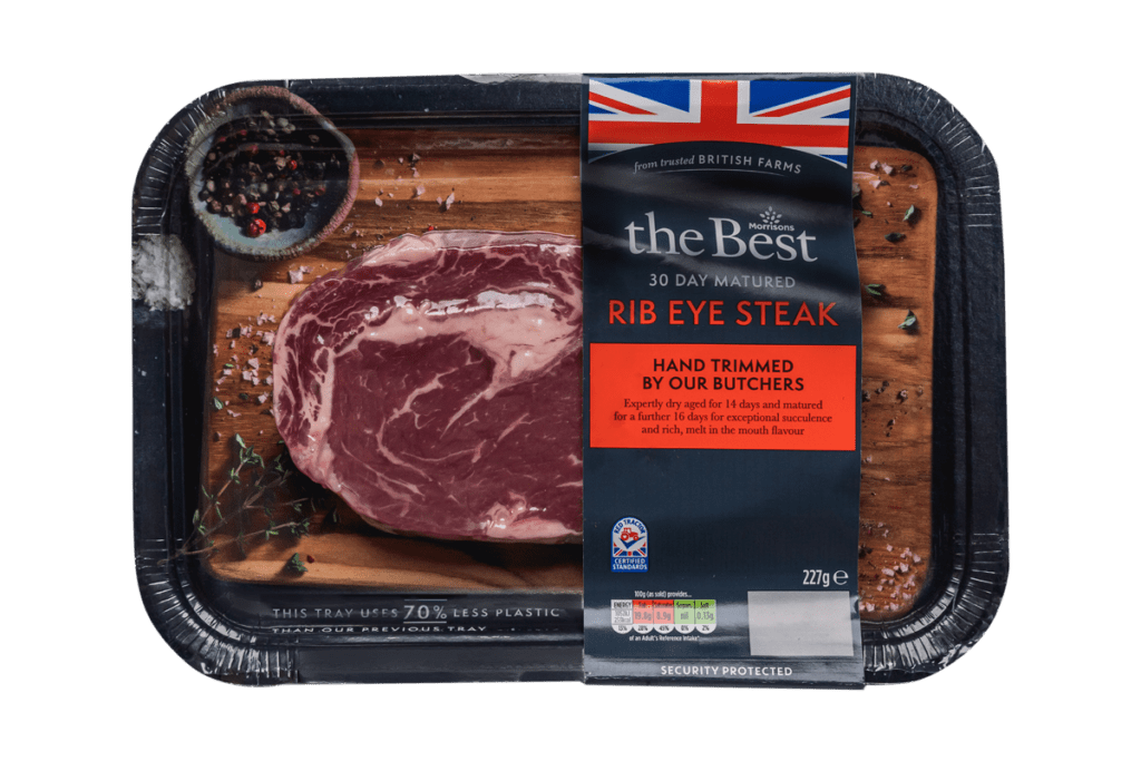 UK grocery retailer Morrisons introduces new pressed board tray for their steak portfolio